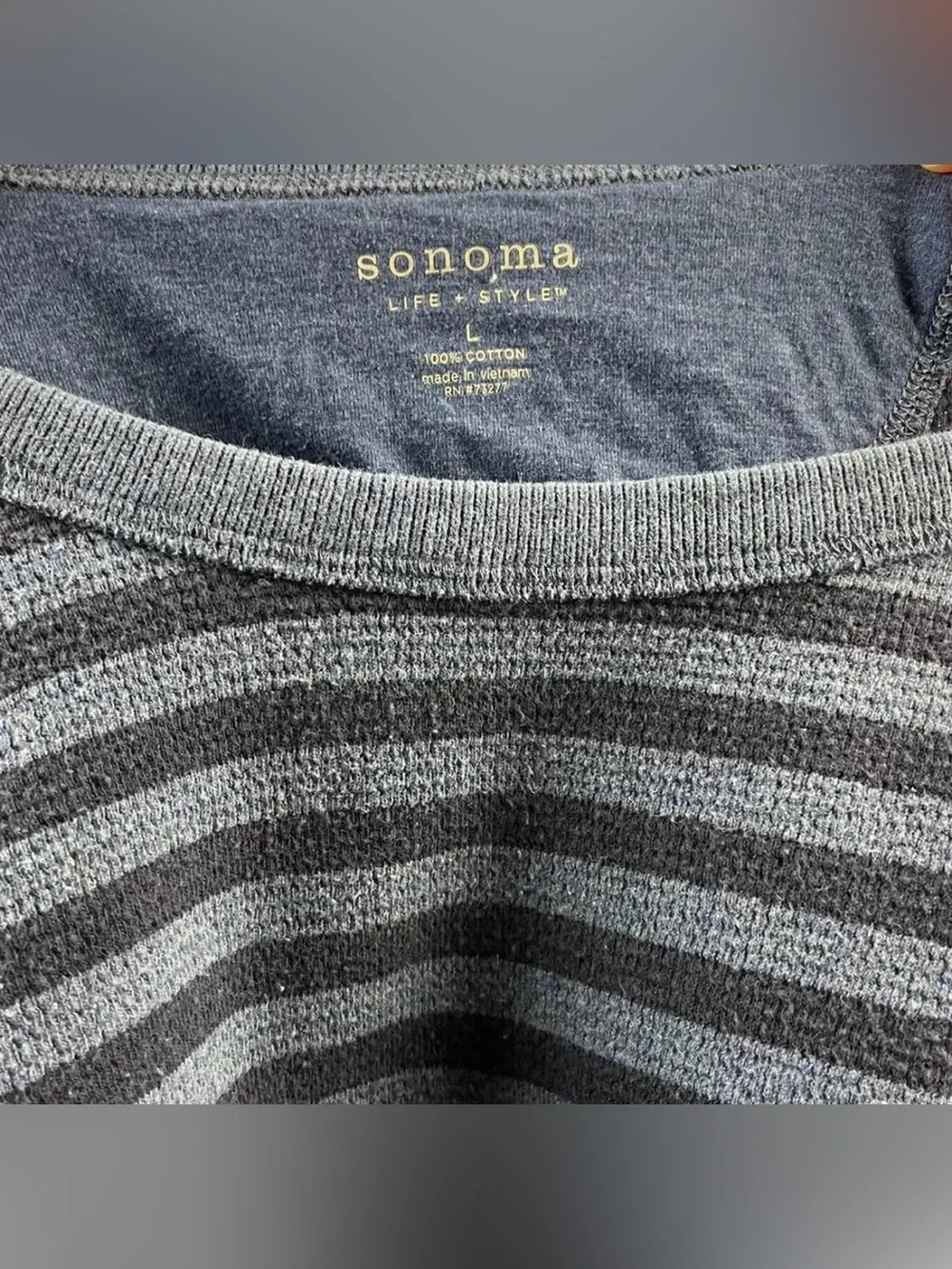 Sonoma Navy and Light Blue Striped Crewneck Sweater